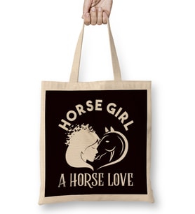 Horse Girl Love Equestrian Sport Horses Riding Saddle Stable Bez Çanta Uzun Saplı