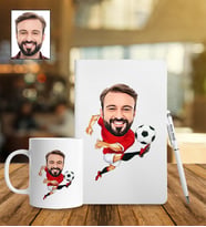 Kişiye Özel Süper Futbolcu  Karikatür Defter Kalem Kupa Set 93