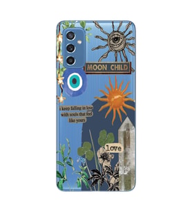 Samsung Galaxy M52 Uyumlu Moon Child Desenli Şeffaf Telefon Kılıfı