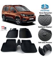 Peugeot Rifter Havuzlu 3D Paspas Niken Siyah