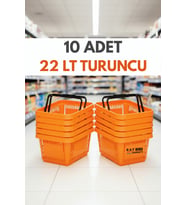 10 ADET / 22 Litre Plastik Market Alışveriş Sepeti Profesyonel Market Mağaza El Sepeti Kırmızı (Turuncu)