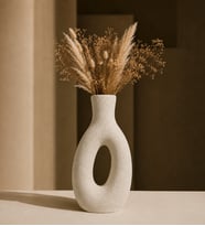 24 cm Dekoratif Vazo - Seramik Görünümlü Vazo - Modern Ev & Ofis Dekorasyon