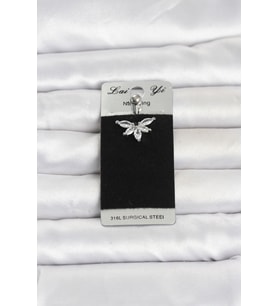 316L Cerrahi Çelik Zirkon Taşlı Göbek Piercing 5886 - HPSBYI9281-8255
