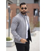 Basic Baharlık Süet Ceket - Sade ve Şık Stil (Gri)