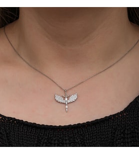 Melek Kanatlı Taşlı Mikail 925 Ayar Gümüş Kolye