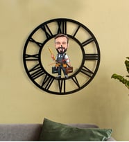 Kişiye Özel Tamirci Karikatür 3D Ahşap Mdf Duvar Saati 223