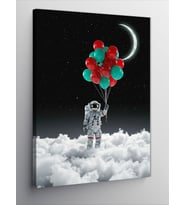 Kanvas Tablo Balonlarla Astronot ve Ay