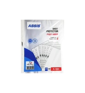 Assis A-484 A4 11 Delikli Şeffaf Poşet Dosya - 2 Paket (200 Adet)