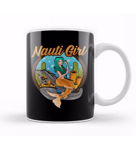 Cute Nauti Girl Mermaid Naughty Nautical Pun Kupa Bardak Porselen
