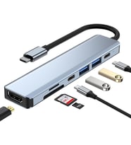 TR-35 7 Port Mac Uyumlu Thunderbolt 3 ile Uyumlu HUB Type-C to 4K HDTV 2x USB3.0 2x USB C PD Şarj Micro SD ve SD Kart Okuyucu