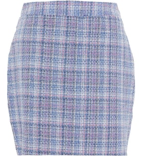 Moda Büyük Beden Regular Ekose Desen Günlük Mini Boy Ekose Şönil Dokuma Etek
