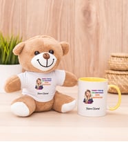 Kişiye Özel İşine Bakıcaksın Tasarım Esprili Peluş Ayı ve Sarı Kupa