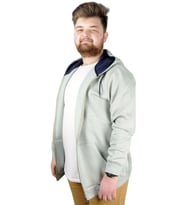 Mode XL Erkek Sweatshirt Kapşonlu Zippered Basic 20543 Yeşil