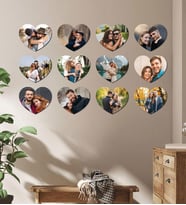 Kişiye Özel 12 Fotoğraflı Kalp Mdf Tablo