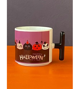 Happy Halloween Kedili T Kupa, Cadılar Bayramı Kupası, Kedili Kupa