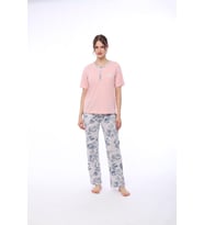 Pijadore 1444 Kadın Çiçekli Cepli Kısa Kollu Pijama Takım