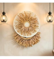 Hasır Detaylı Duvar Dekoru & Bohem Decor (Hasır Sarı)