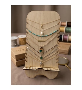 El Yapımı Ahşap Takı Standı, Kolye ve Küpe Organizeri 15x30