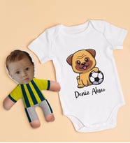 BK Kids Kişiye Özel Fotoğraflı Bebek Yastık ve Bebek Body Zıbın Hediye Seti - Model 2.2