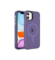Apple iPhone 11 Uyumlu Kılıf Zore M-safe Şarj Özellikli Buzlu Transparan C-Pro Sert Kapak (Koyu Mor)