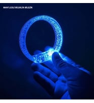Mavi Led Işıklı Baskı Yapılabilen Pilli Bileklik Bilezik 1,5 cm Genişlik
