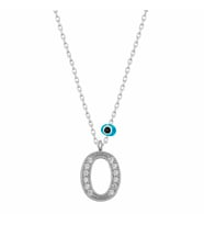 Gümüş Nazar Rodyum O Harfi Kadın Kolye