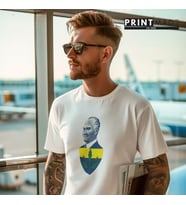 ATAM İZİNDEYİZ , BİZDE FENERLİYİZ... Bisiklet Yaka Yüksek Kalite Baskılı T-Shirt (Beyaz)