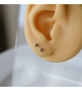 Cerrahi Çelik 3 mm Top Küpe Gümüş Renk (Çok Renkli)