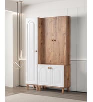 Bohem Zambak 3 lü Portmanto Ayakkabılık 120x38x200 (Beyaz)