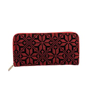 Filistin Geleneksel  Kırmızı Nakışlı Tek Fermuarlı Kadın Büyük Cüzdeni 20*10 cm A100016