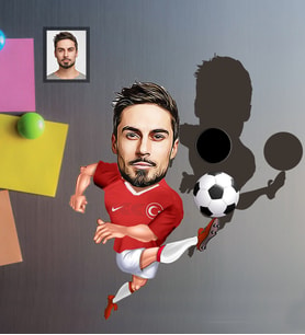 Kişiye Özel Milli Takım Karikatürlü Ahşap Magnet Bay-1