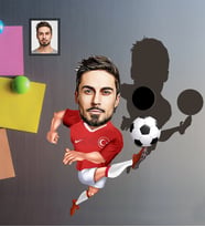 Kişiye Özel Milli Takım Karikatürlü Ahşap Magnet Bay-1