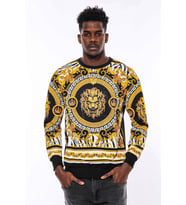 Siyah Üzerine Taşlı Baskılı  Bisiklet Yaka Sweatshirt - Wessi