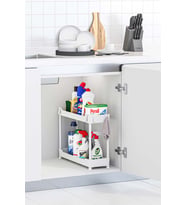 Beyaz 2 Katlı Dar Düzenleyici Mutfak ve Banyo Rafı