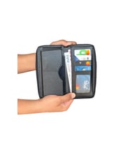 Premium Serisi Lüks Deri Özel Üretim Dikey Telefon Bölmeli Fermuarlı Erkek Cüzdanı (Siyah)