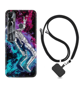 Tecno Spark 6 6 Go 8C 8 Pro 7 7 Pro Kılıf Boyun Askılı Silikon Astronot Signs 1753