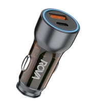 Rova RV-OSB196 48W Çift Port Hızlı Araç Şarj Başlığı  Type-C + USB-A  QC3.0 Destekli  Alüminyum Gövde