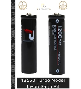 #Pil Orijinal 3.7 V 1200 Mah Şarj Edilebilir 18650 Turbo Model Liion Şarjlı Pilli USB Şarj Edilebili