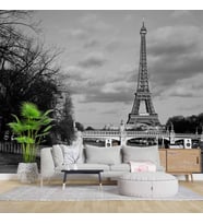 Siyah Beyaz Paris Eyfel Kulesi Duvar Kağıdı