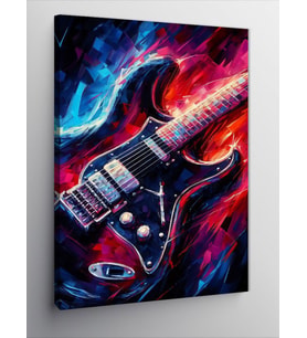 Kanvas Tablo Neon Gitar