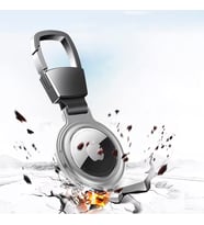 Buff TagSafe HookSteel Taşınabilir Anahtarlık Darbeye Dayanıklı Metal Askılı AirTag Kılıf (Gümüş)