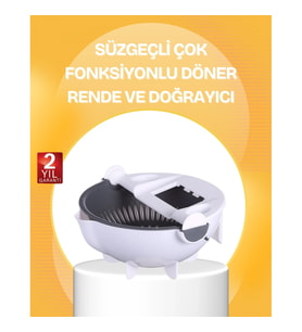 Mey İthalat® 5 Fonksiyonlu Döner Süzgeçli Rende ve Dilimleyici Aparat
