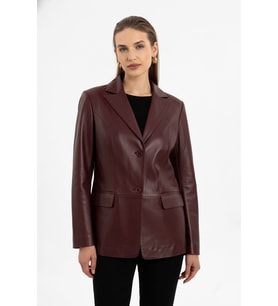 Louisa Bordo Blazer Kadın Hakiki Deri Ceket