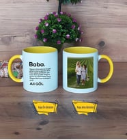 Baba Kupa Bardak Sarı Fotoğraflı Babalar Günü Hediyesi