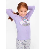 Roly Poly 2455 Kız Çocuk Follow The Rainbow Lila Uzun Kol Pijama Takımı