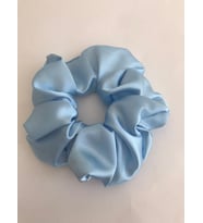 Kadın Gök Mavisi Saten Scrunchie Simit Lastikli Toka