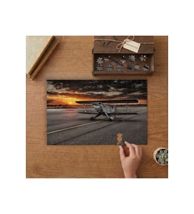 Uçak - Pist - Günbatımı Tasarımı 240 parça Ahşap Puzzle Ahşap Kutuda MP09605