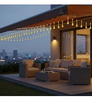 Damla Şeklinde 50 Led Güneş Enerjili Bahçe Balkon Aydınlatma 7 Metre ışık