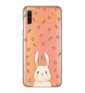 Samsung Galaxy A70 Uyumlu Tatlı Tavşan Tasarımlı Şeffaf Telefon Kılıfı