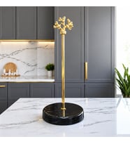 Kağıt Havluluk Rulo Peçetelik Mutfak Aksesuarı Seramik Siyah Gold Mercan - Feray Home